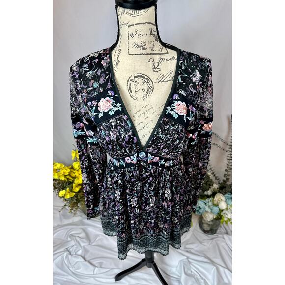 Free People Cherry Blossom Embroidered Mini Dress 6 - Picture 5 of 13